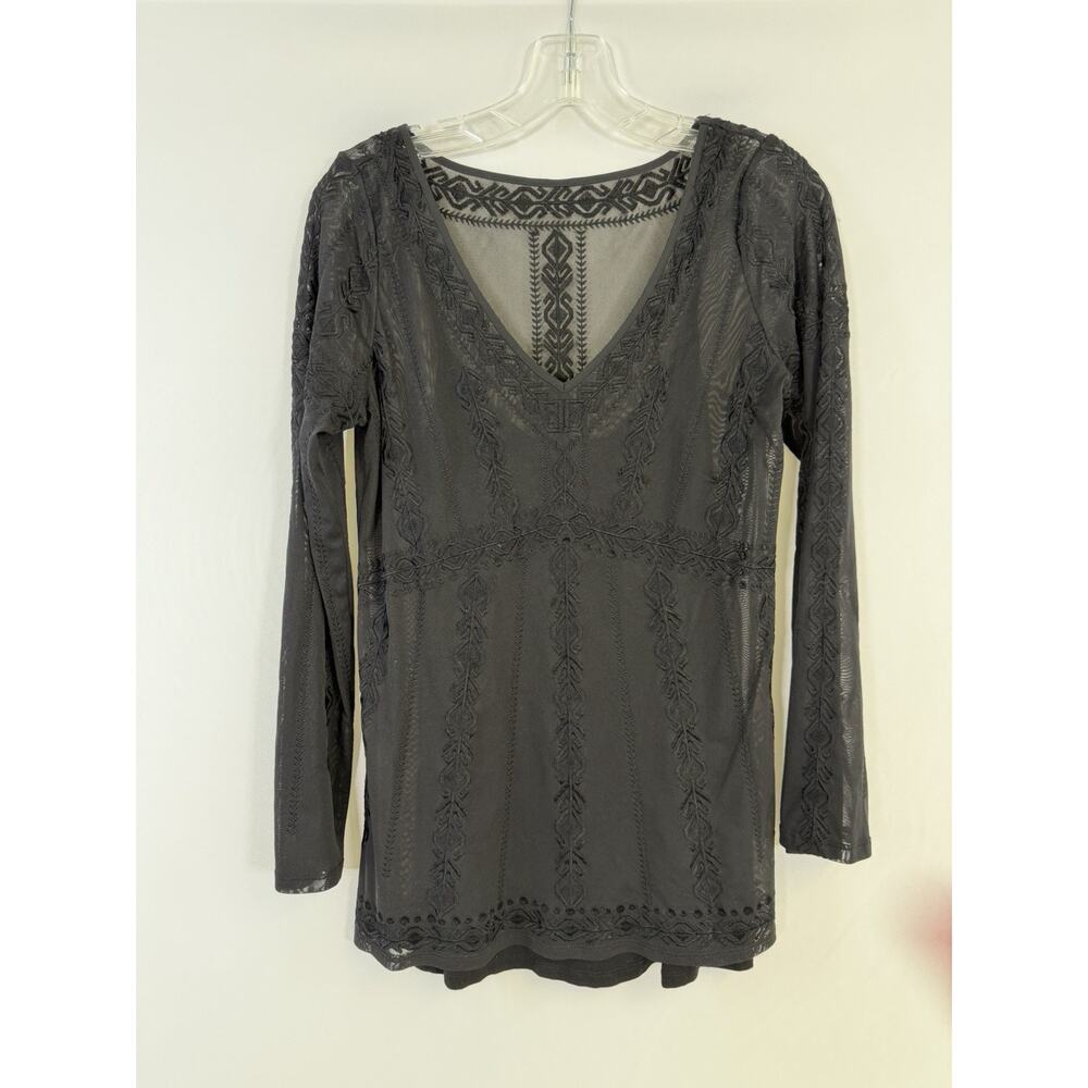 Y2k Sheer Mesh Top Large Black Whimsygoth Dark Romantic Sexy Feminine WHBM